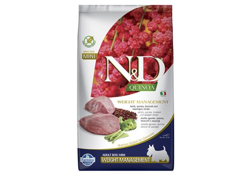Farmina N&D Quinoa Line Weight Management Adult Mini Lamb Grain free / Сухой Беззерновой корм Фармина для взрослых собак Мелких пород Контроль Веса Ягненок с Киноа Farmina N&D Quinoa Line Weight Management Adult Mini Lamb Grain free / Сухой Беззерновой корм Фармина для взрослых собак Мелких пород Контроль Веса Ягненок с Киноа