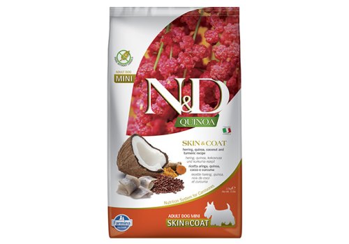 Farmina N&D Quinoa Line Skin & Coat Adult Mini Herring Grain free / Сухой Беззерновой корм Фармина для взрослых собак Мелких пород Здоровье Кожи и Шерсти Сельдь с Киноа Farmina N&D Quinoa Line Skin & Coat Adult Mini Herring Grain free / Сухой Беззерновой корм Фармина для взрослых собак Мелких пород Здоровье Кожи и Шерсти Сельдь с Киноа