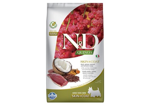 Farmina N&D Quinoa Line Skin & Coat Adult Mini Duck Grain free / Сухой Беззерновой корм Фармина для взрослых собак Мелких пород Здоровье Кожи и Шерсти Утка с Киноа Farmina N&D Quinoa Line Skin & Coat Adult Mini Duck Grain free / Сухой Беззерновой корм Фармина для взрослых собак Мелких пород Здоровье Кожи и Шерсти Утка с Киноа