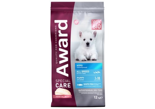 Award Special Care Hypo / Сухой корм Авард для щенков от 1 месяца, беременных и кормящих собак всех пород Гипоаллергенный с Белой рыбой Award Special Care Hypo / Сухой корм Авард для щенков от 1 месяца, беременных и кормящих собак всех пород Гипоаллергенный с Белой рыбой