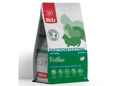 Blitz Vetline Gastrointestinal / Диетический полнорационный сухой корм Блиц для взрослых кошек при нарушении работы ЖКТ Blitz Vetline Gastrointestinal / Диетический полнорационный сухой корм Блиц для взрослых кошек при нарушении работы ЖКТ