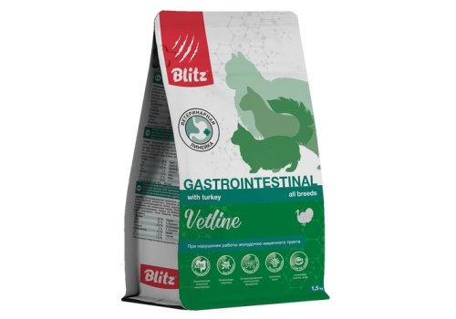 Blitz Vetline Gastrointestinal / Диетический полнорационный сухой корм Блиц для взрослых кошек при нарушении работы ЖКТ Blitz Vetline Gastrointestinal / Диетический полнорационный сухой корм Блиц для взрослых кошек при нарушении работы ЖКТ