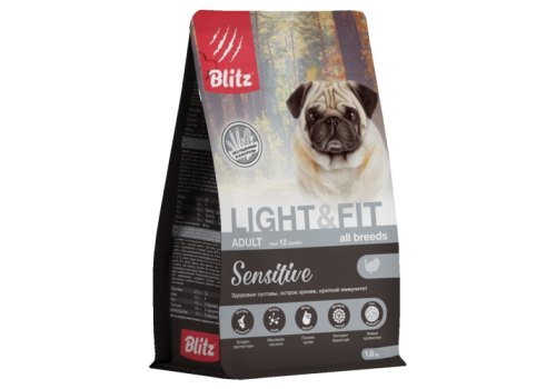 Blitz Sensitive Light Adult All Breeds Turkey / Сухой корм Блиц для взрослых собак всех пород с лишним весом Низкокалорийный Индейка Blitz Sensitive Light Adult All Breeds Turkey / Сухой корм Блиц для взрослых собак всех пород с лишним весом Низкокалорийный Индейка