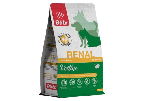 Blitz Vetline Renal / Диетический полнорационный сухой корм Блиц для взрослых собак при хронической почечной недостаточности Blitz Vetline Renal / Диетический полнорационный сухой корм Блиц для взрослых собак при хронической почечной недостаточности