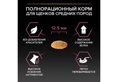 PRO PLAN OPTI DERMA / Сухой корм ПРО ПЛАН для щенков средних пород при чувствительной коже с лососем