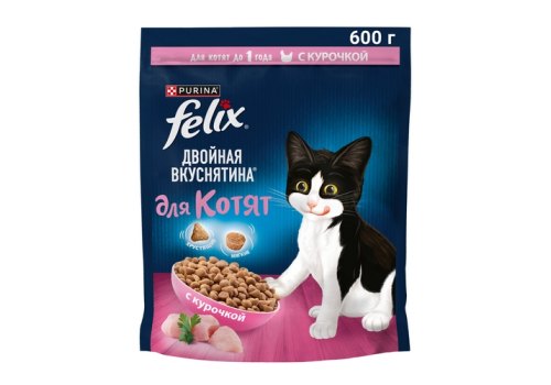 FELIX ДВОЙНАЯ ВКУСНЯТИНА / Сухой корм Пурина Феликс для котят с курицей