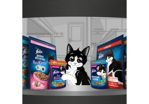 FELIX ДВОЙНАЯ ВКУСНЯТИНА / Сухой корм Пурина Феликс для котят с курицей