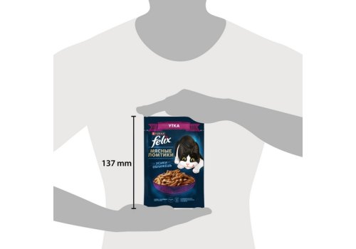 FELIX МЯСНЫЕ ЛОМТИКИ / Влажный корм Паучи Пурина Феликс Мясные ломтики для взрослых кошек с уткой (цена за упаковку)