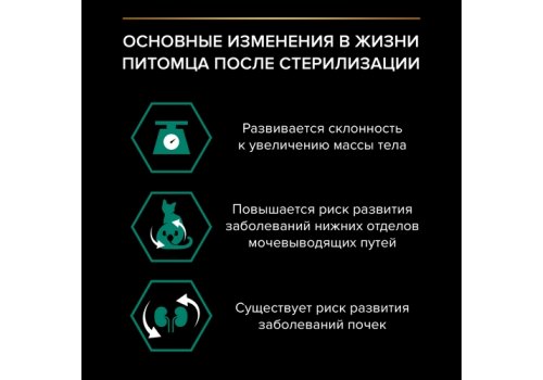 PRO PLAN STERILISED / Сухой корм ПРО ПЛАН для взрослых кошек для поддержания здоровья почек после стерилизации с индейкой